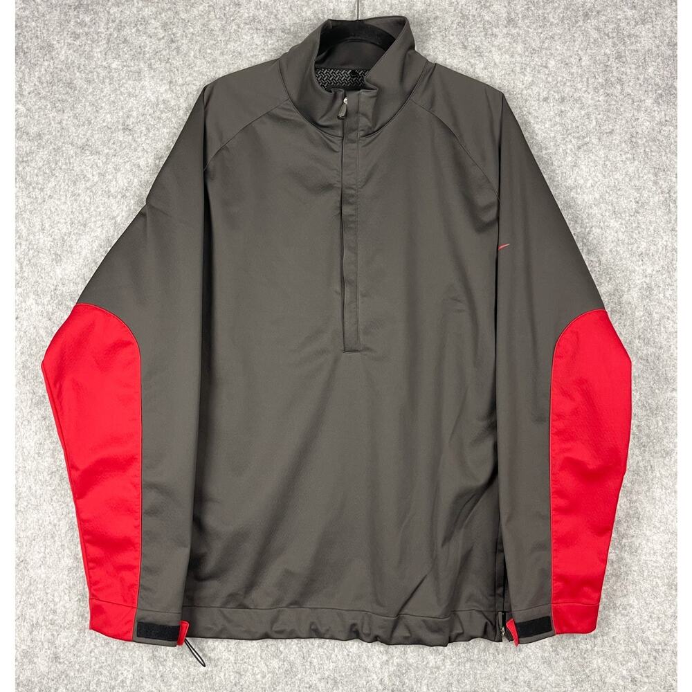 Nike Golf Jacket Men XL Red Gray Storm Fit 1/2 Half Zip Pullover 333106 059